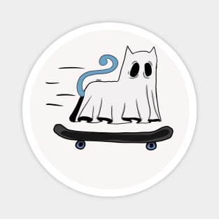 Skateboarding Ghost Cat Magnet